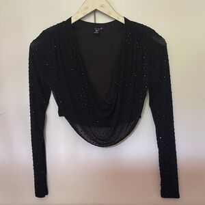 Windsor Black Sparkle Long Sleeve Blouse